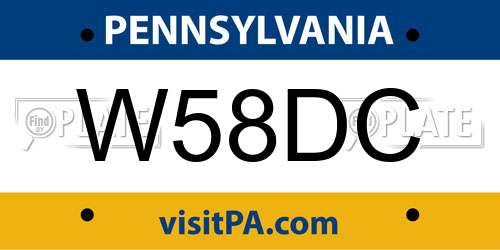 W58DC Pennsylvania License Plate