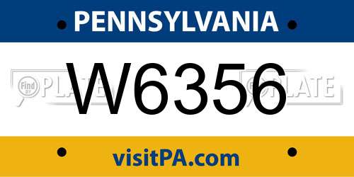 W6356 Pennsylvania License Plate