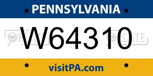 W64310 Pennsylvania License Plate