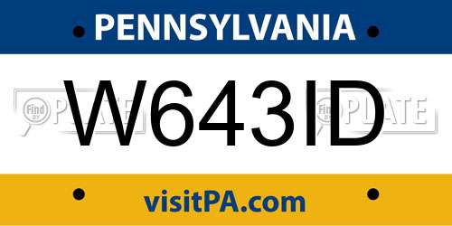 W643ID Pennsylvania License Plate