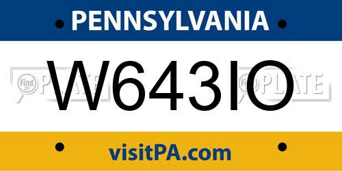 W643IO Pennsylvania License Plate