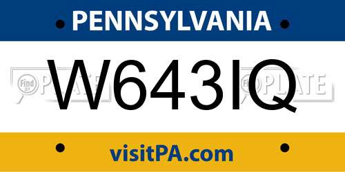 W643IQ Pennsylvania License Plate