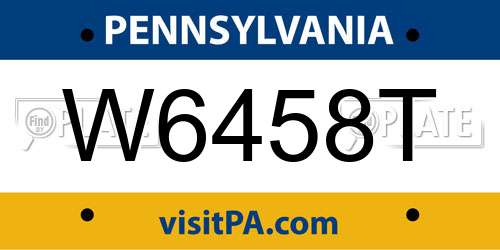 W6458T Pennsylvania License Plate