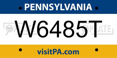 W6485T Pennsylvania License Plate