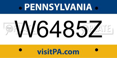 W6485Z Pennsylvania License Plate