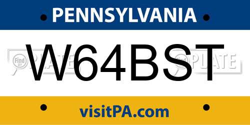 W64BST Pennsylvania License Plate