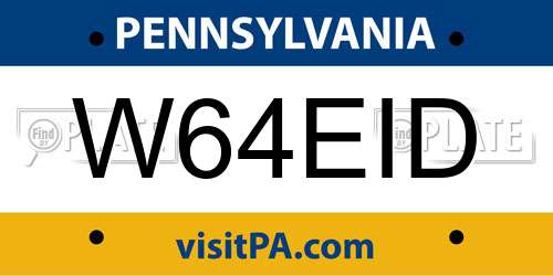 W64EID Pennsylvania License Plate