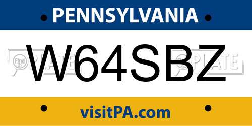 W64SBZ Pennsylvania License Plate