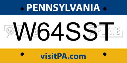 W64SST Pennsylvania License Plate