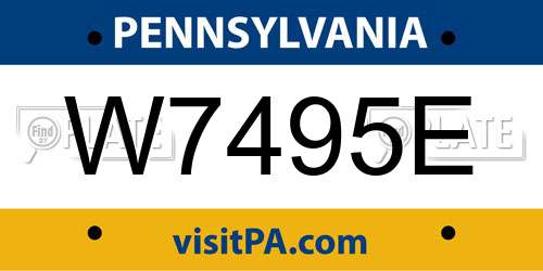 W7495E Pennsylvania License Plate