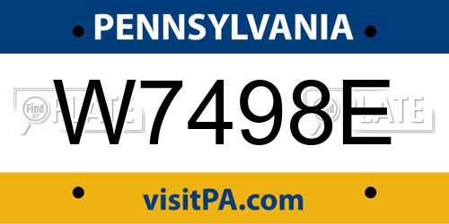 W7498E Pennsylvania License Plate