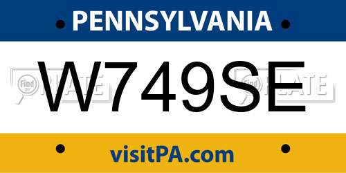 W749SE Pennsylvania License Plate