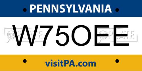 W75OEE Pennsylvania License Plate