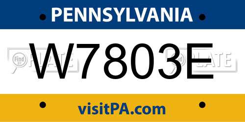 W7803E Pennsylvania License Plate
