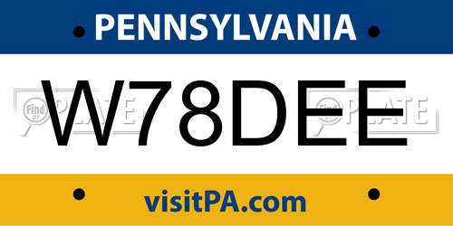 W78DEE Pennsylvania License Plate