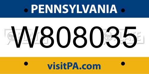 W808035 Pennsylvania License Plate