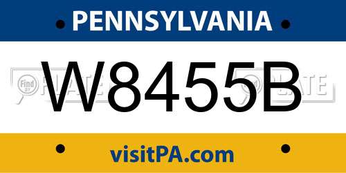 W8455B Pennsylvania License Plate