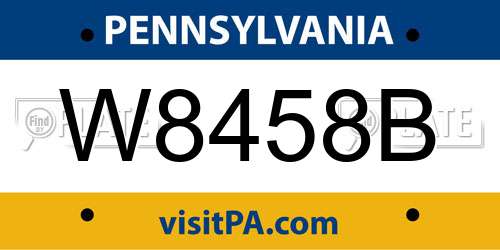 W8458B Pennsylvania License Plate