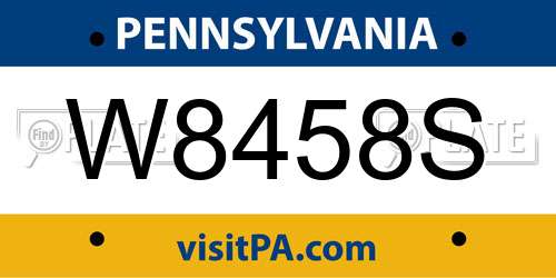 W8458S Pennsylvania License Plate