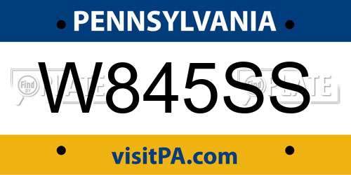 W845SS Pennsylvania License Plate