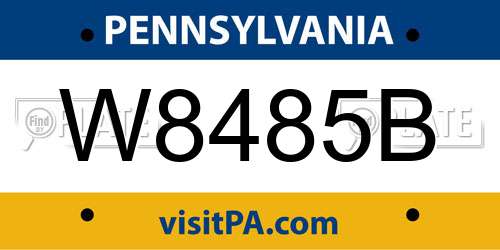 W8485B Pennsylvania License Plate