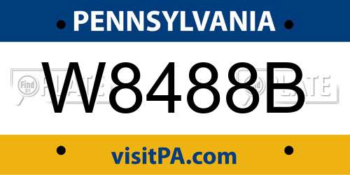 W8488B Pennsylvania License Plate