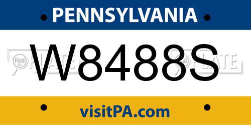 W8488S Pennsylvania License Plate