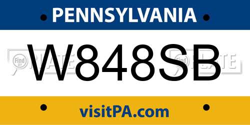 W848SB Pennsylvania License Plate