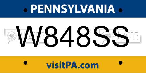 W848SS Pennsylvania License Plate