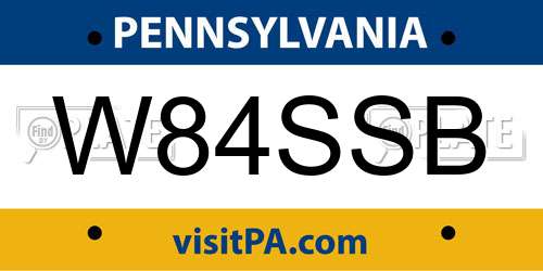 W84SSB Pennsylvania License Plate