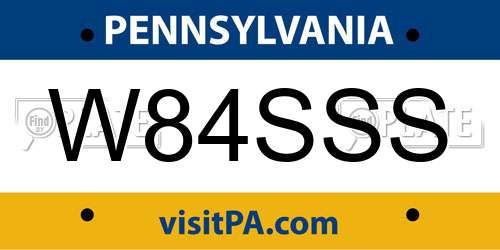 W84SSS Pennsylvania License Plate