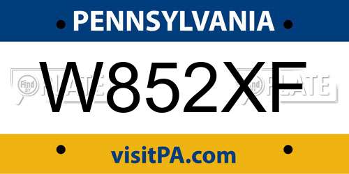 W852XF Pennsylvania License Plate