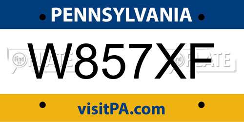 W857XF Pennsylvania License Plate