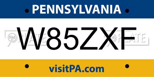 W85ZXF Pennsylvania License Plate