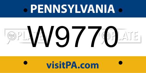 W9770 Pennsylvania License Plate