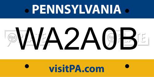 WA2A0B Pennsylvania License Plate