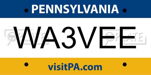 WA3VEE Pennsylvania License Plate