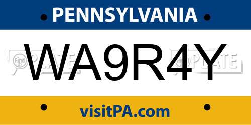 WA9R4Y Pennsylvania License Plate