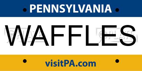 WAFFLES Pennsylvania License Plate
