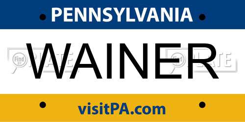 WAINER Pennsylvania License Plate