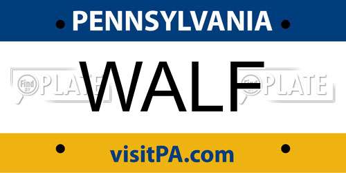 WALF Pennsylvania License Plate