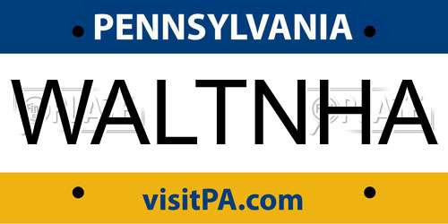 WALTNHA Pennsylvania License Plate