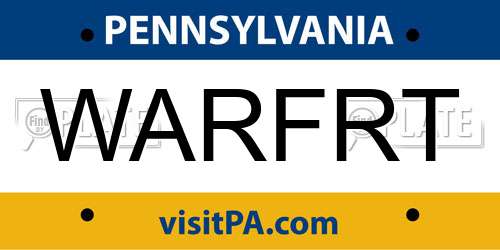 WARFRT Pennsylvania License Plate