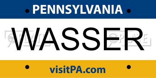 WASSER Pennsylvania License Plate