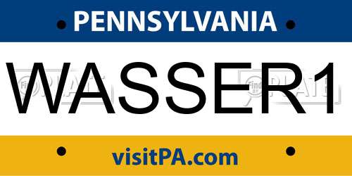 WASSER1 Pennsylvania License Plate