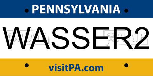 WASSER2 Pennsylvania License Plate
