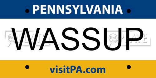 WASSUP Pennsylvania License Plate