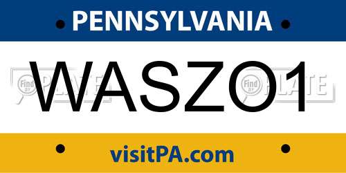 WASZO1 Pennsylvania License Plate