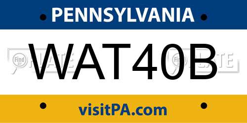 WAT40B Pennsylvania License Plate