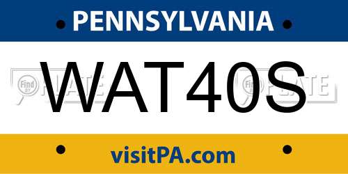 WAT40S Pennsylvania License Plate